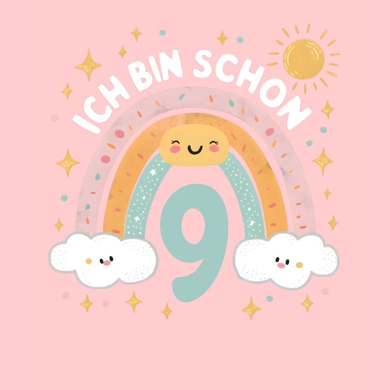 9th Birthday Shirt Rainbow Cloud