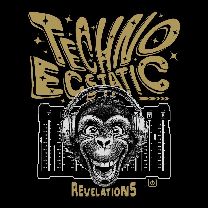 Techno Dancer Monkey DJ, T-Shirt