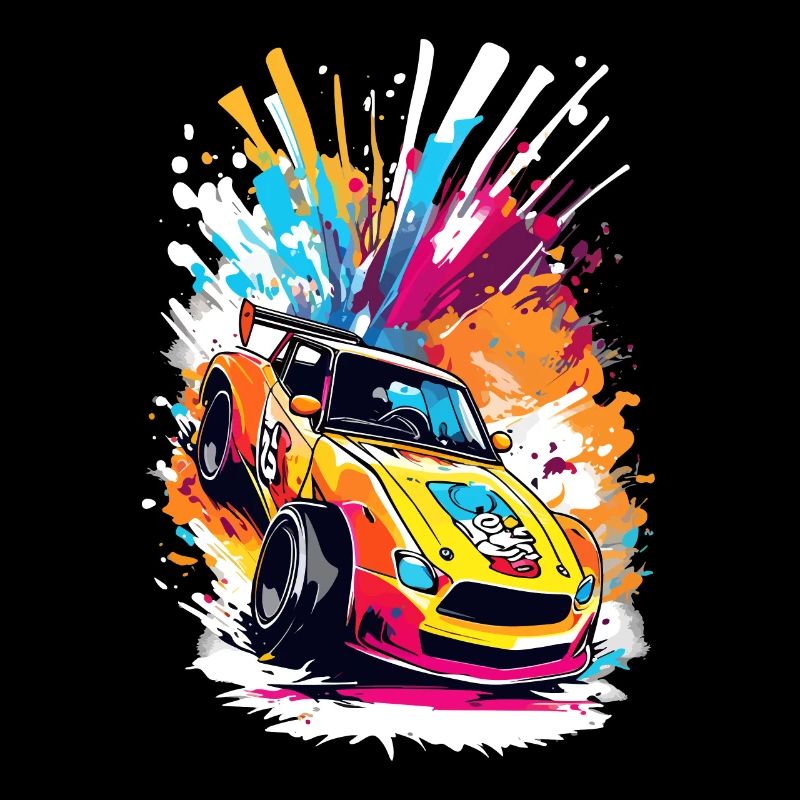 Retro Drift Car - Lebendige Racing Splash Kunst