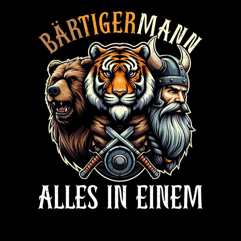 BEARDED MAN Viking Beard Man Tiger Funny