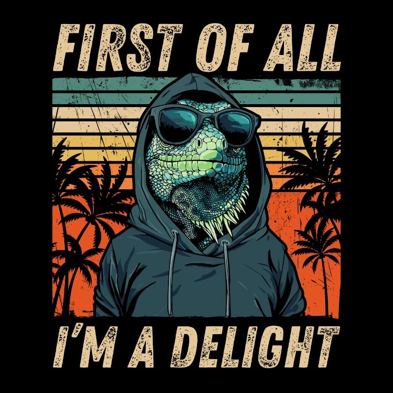 Sweat à capuche rétro Iguana - Sarcastic Design
