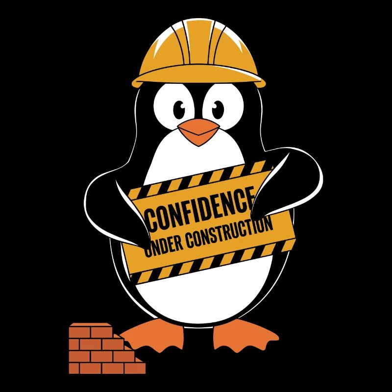 Confiance en soi dans la construction pingouin casque de construction