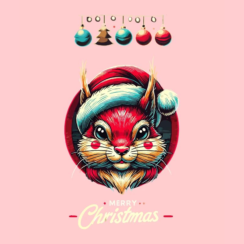 Merry Christmas Squirrel Motif
