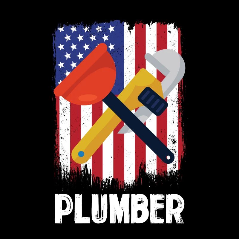 Outils de plombier devant le drapeau américain