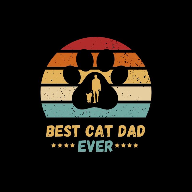 Bester Katzen Papa Ever Retro Pfote