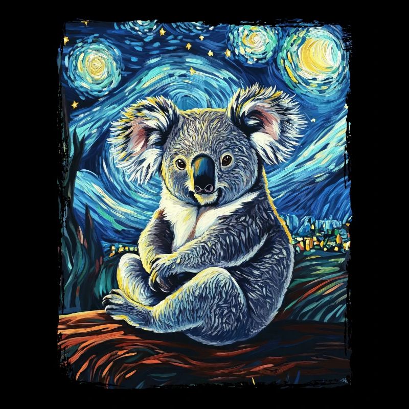 Koala Tier Sternenhimmel Nachthimmel Malerei Van Gogh