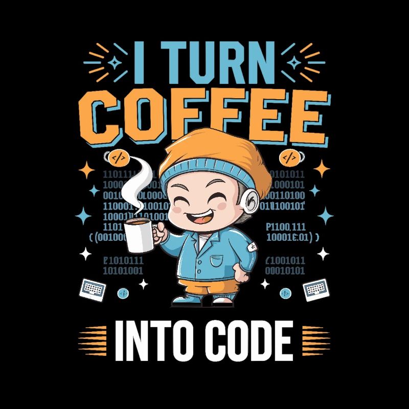 Ich verwandle Kaffee in Code – Witziges IT Design