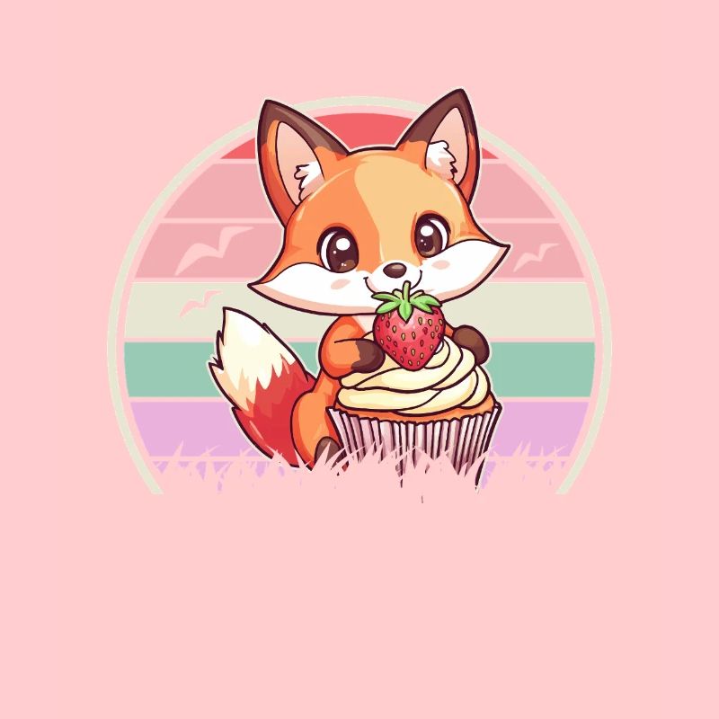 Fuchs Erdbeer Cupcake Kawaii Mädchen Geschenk