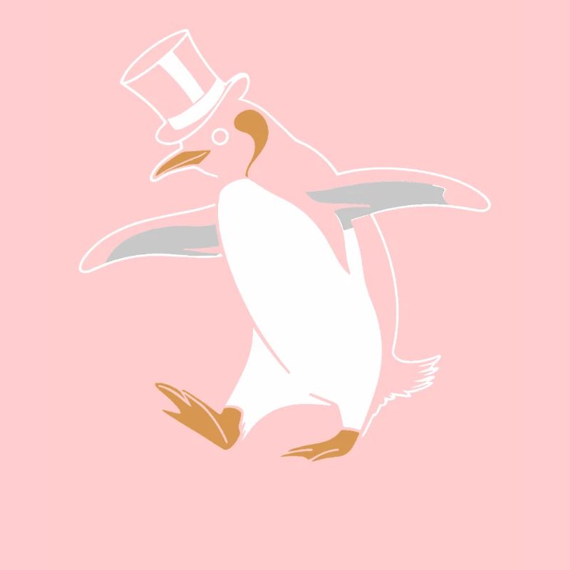 Elegant penguin dancing happily with top hat