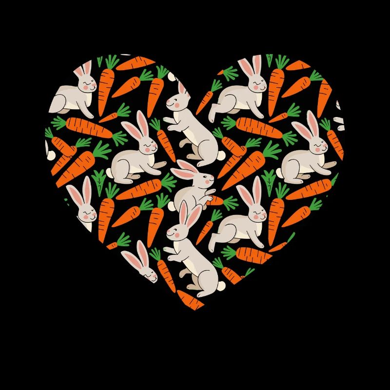 Heart with bunny and carrot pattern for Easter