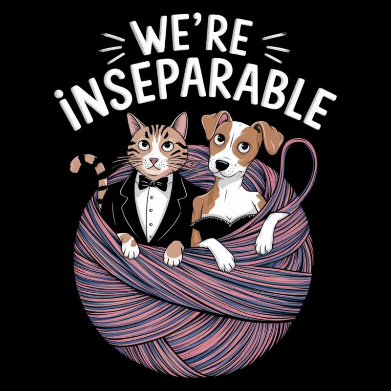 Cute Cat & Dog Inseparable Design