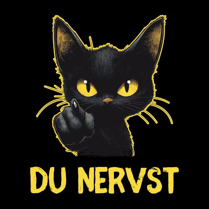 Witzige schwarze Katze sagt: Du nervst