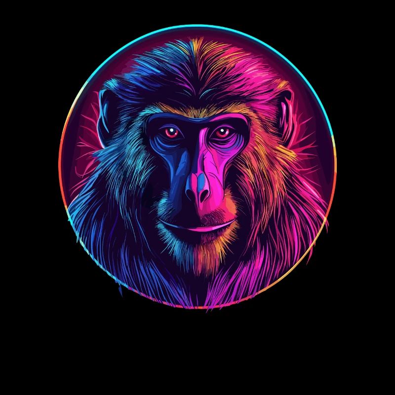 Neon Mandrill Affe
