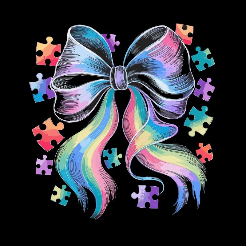 Colorful bow with puzzle pieces for creativity