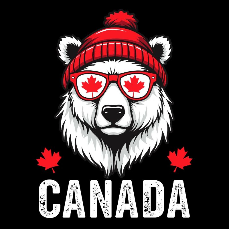 Ours du Canada avec chapeau et style érable
