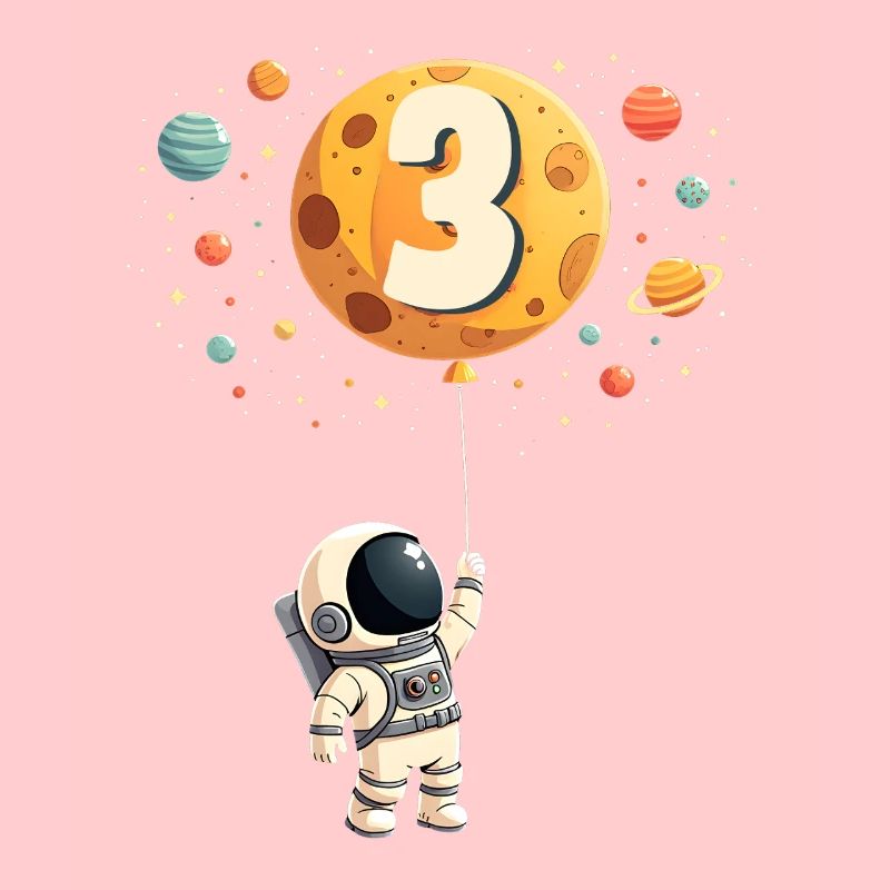 Cute Astronaut 3rd Birthday Boy Outer Space