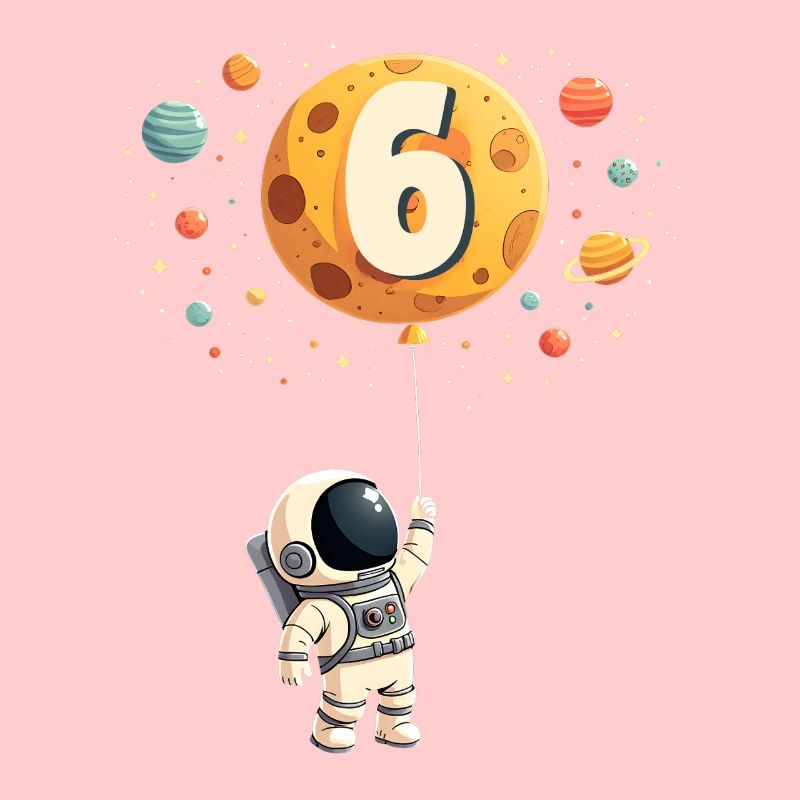 Cute Astronaut 6th Birthday Boy Outer Space