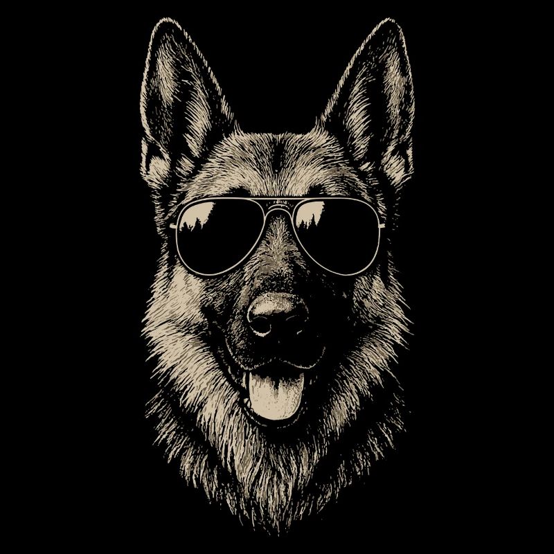 German Shepherd Dog Sunglasses Cool Illustration