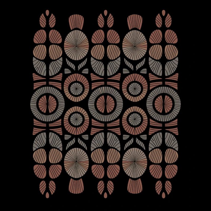 African Boho Pattern Circles and Leaves