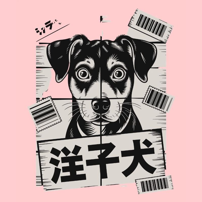 Chien mignon avec affiche de code-barres