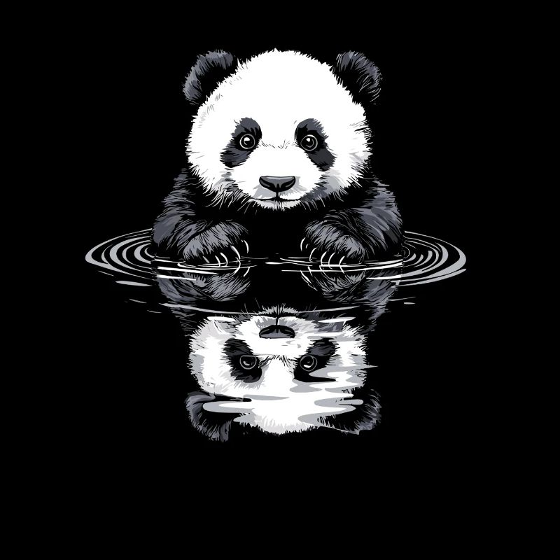 Panda with water reflection