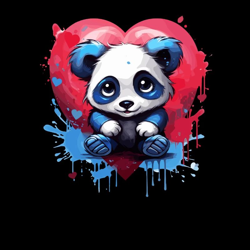 Panda mit Herz-Hintergrund