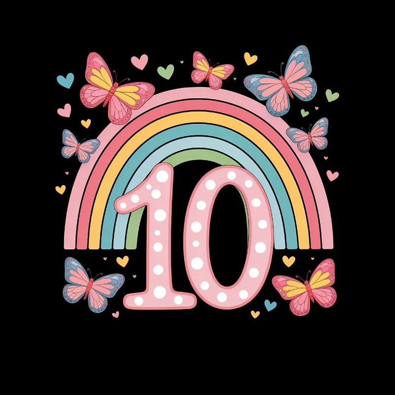 Regenbogen Schmetterling 10. Geburtstag Mädchen
