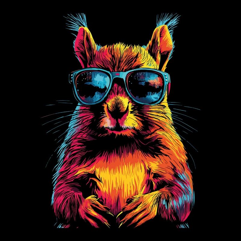 Squirrel with sunglasses rainbow