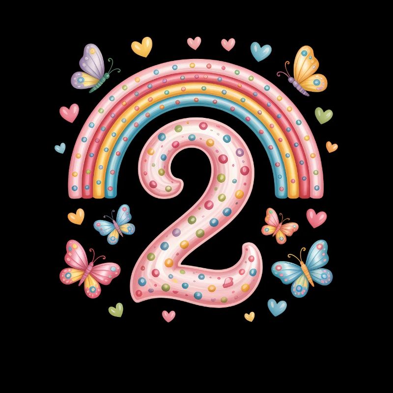 Regenbogen Schmetterling 2. Geburtstag Mädchen