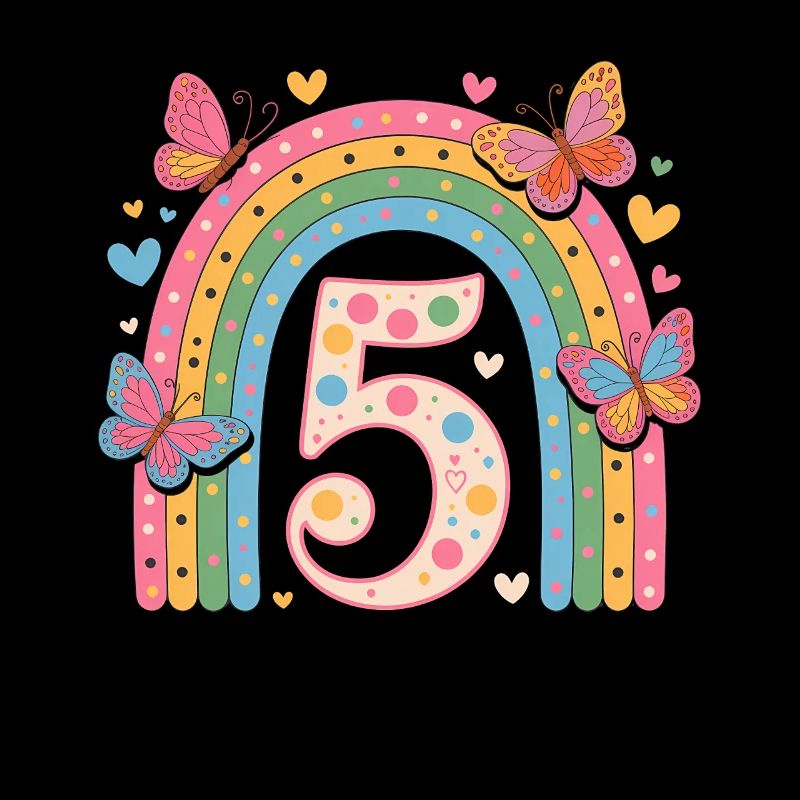Regenbogen Schmetterling 5. Geburtstag Mädchen
