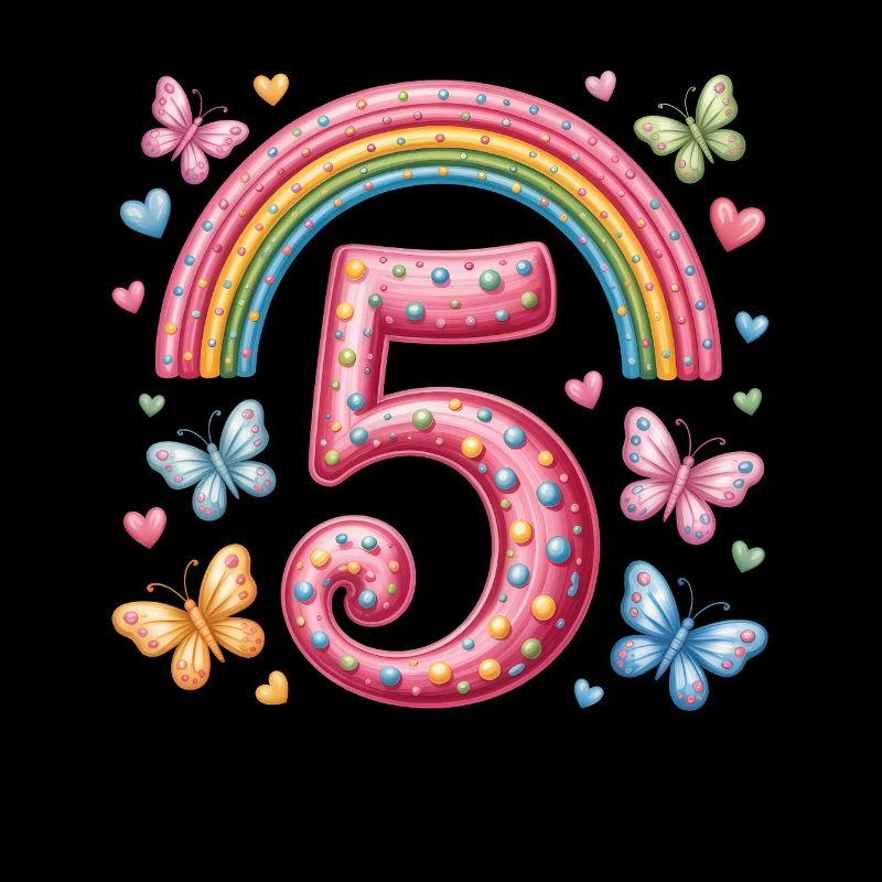 Regenbogen Schmetterling 5. Geburtstag Mädchen