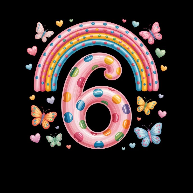 Regenbogen Schmetterling 6. Geburtstag Mädchen