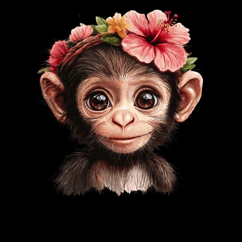Singe mignon avec des fleurs