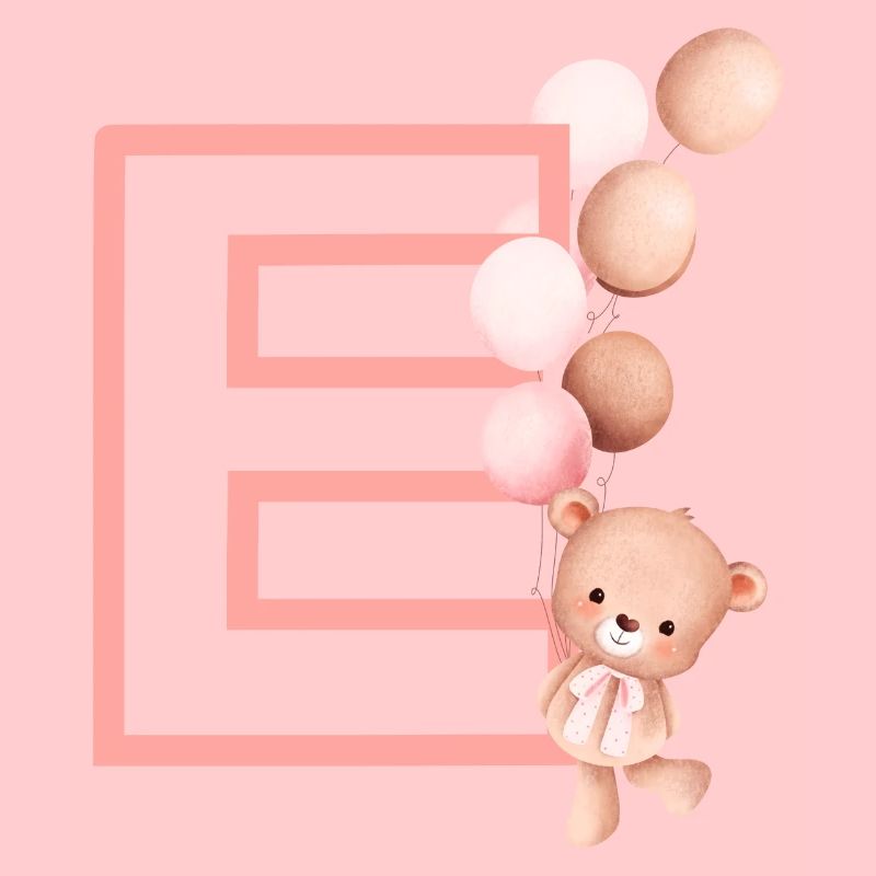 Lettre e rose ours