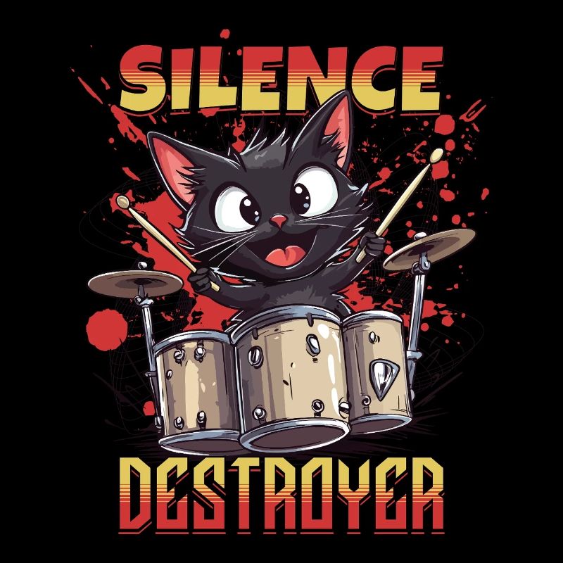 Drums Drums Silence Destroyer Cat Funny