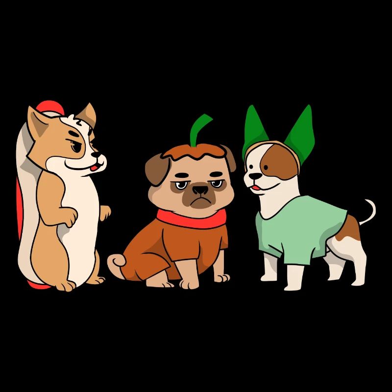 Halloween Mops Pug Katze Dackel Jack Hunde T Shirt