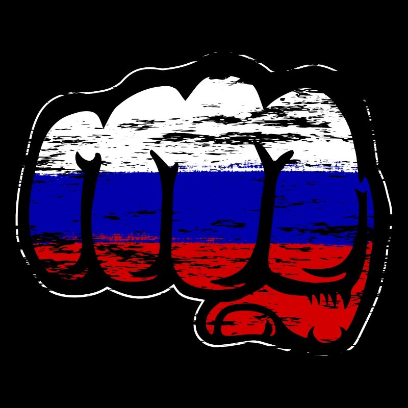 Drapeau de la Russie main poing utilisé