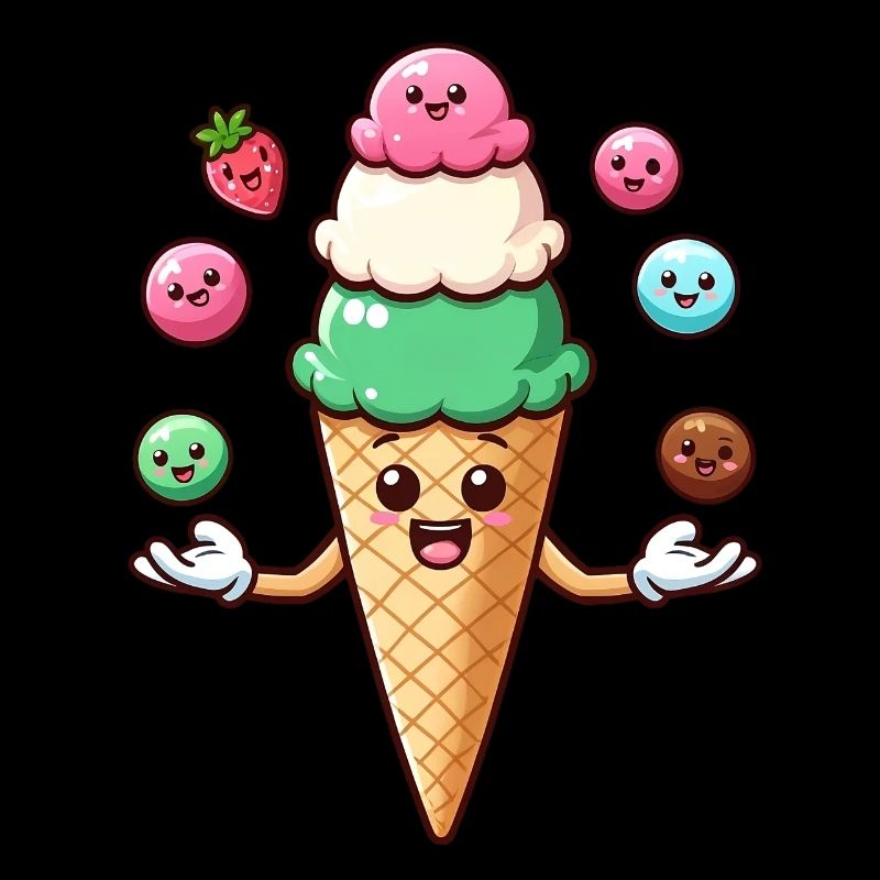 Crème glacée Crème glacée Cornet Kawaii Funny Summer Sundae