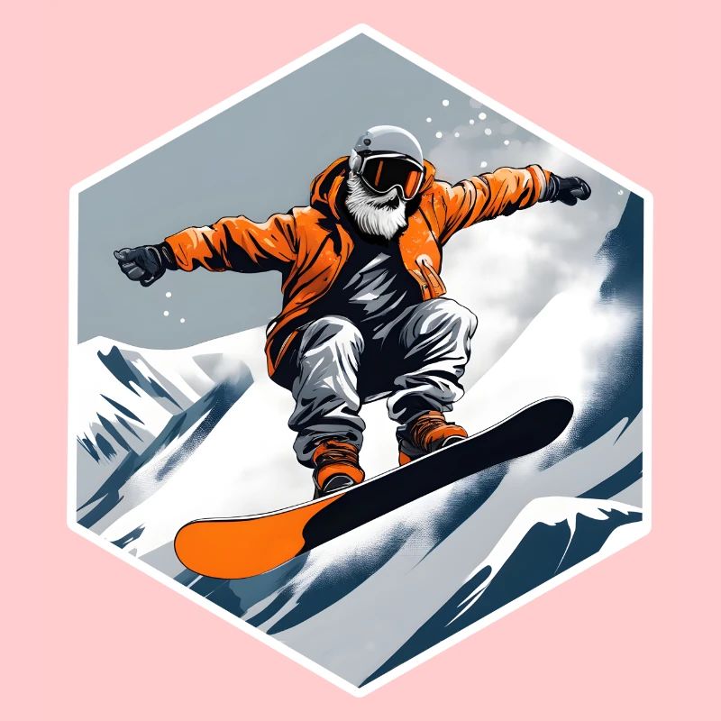 Snowboarder Alter Mann mit Bart