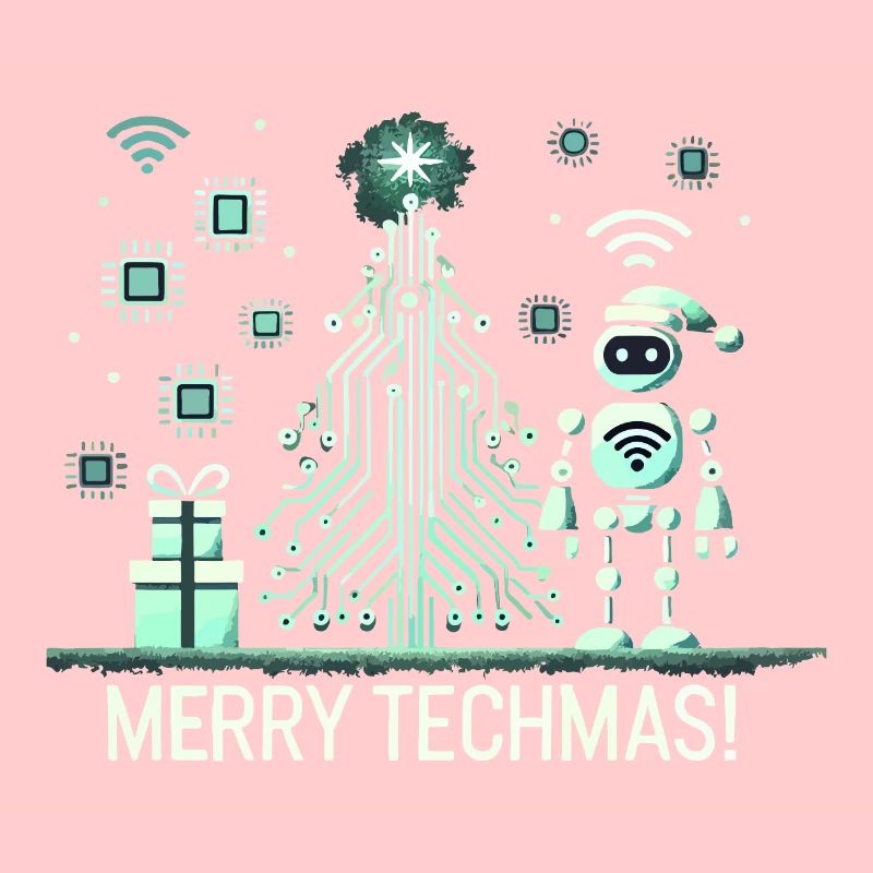 Fröhliche Techmas - Roboter und Schaltkreis-Weihna