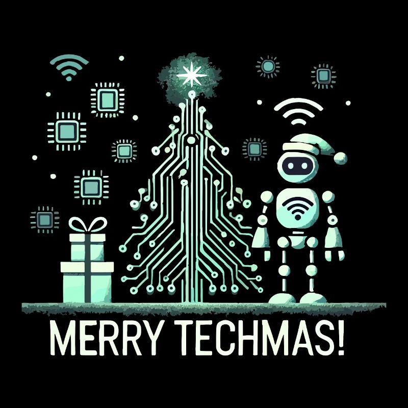 Fröhliche Techmas - Roboter und Schaltkreis-Weihna