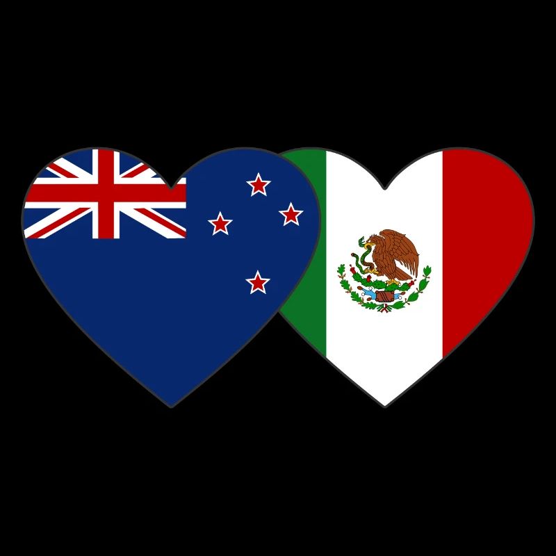 Neuseeland Mexiko Flagge Herz