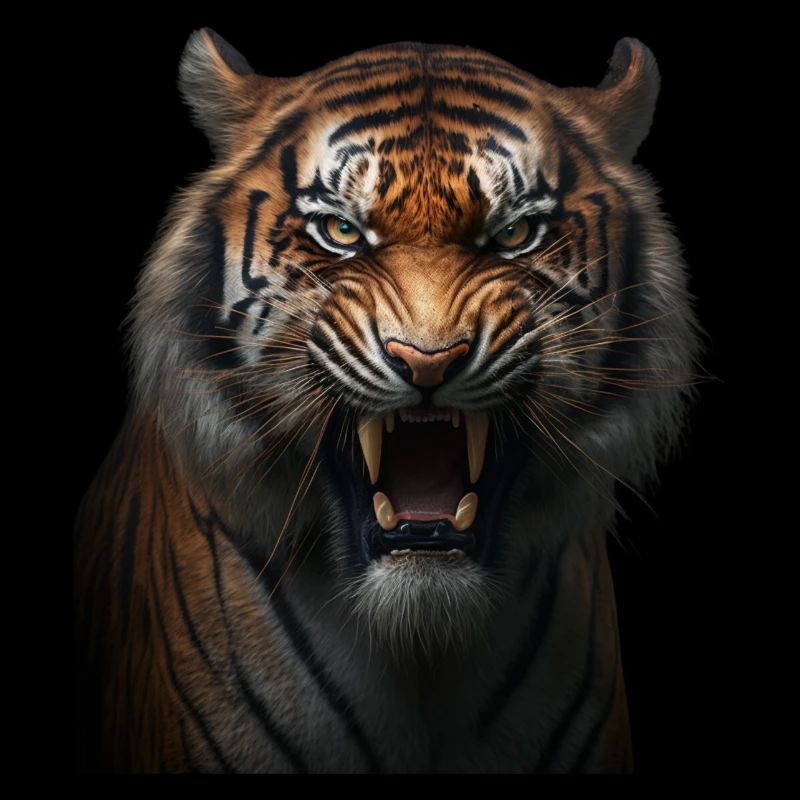 Strong tiger with an angry expression wild