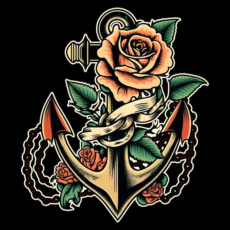 Immer noch mit rosa Old-School-Tattoo