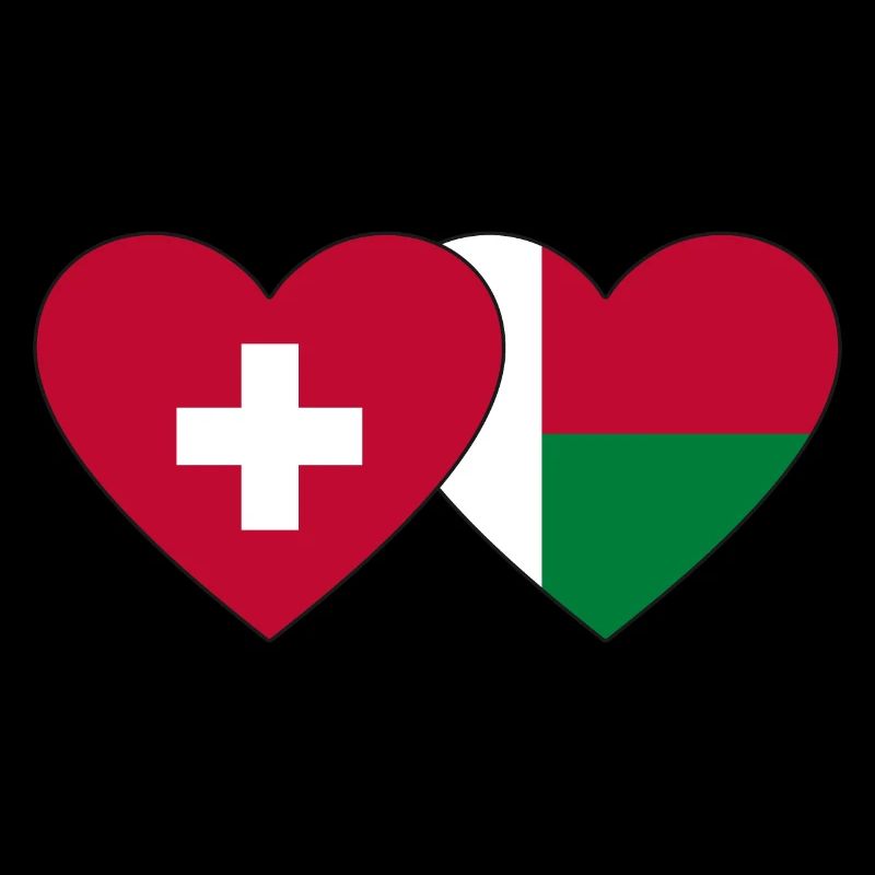 Schweiz Madagaskar Flagge Herz