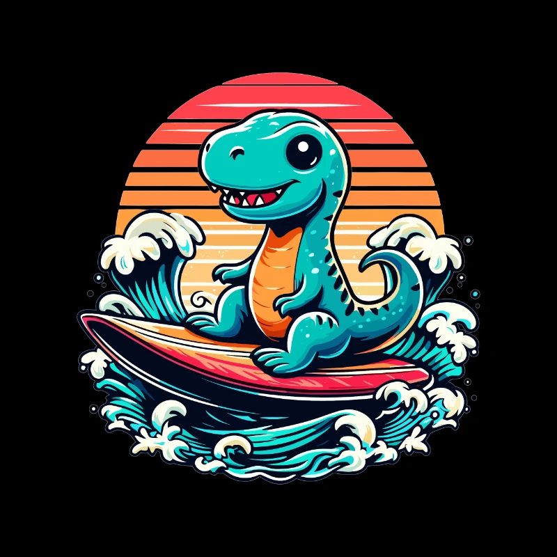 Mignon T-Rex Surfer Surfer Surfer Surfer Cadeau de surf