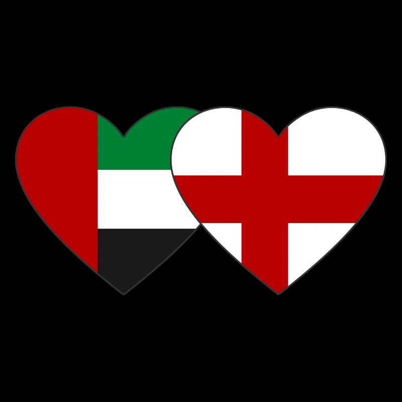 Émirats arabes unis Angleterre Drapeau Coeur