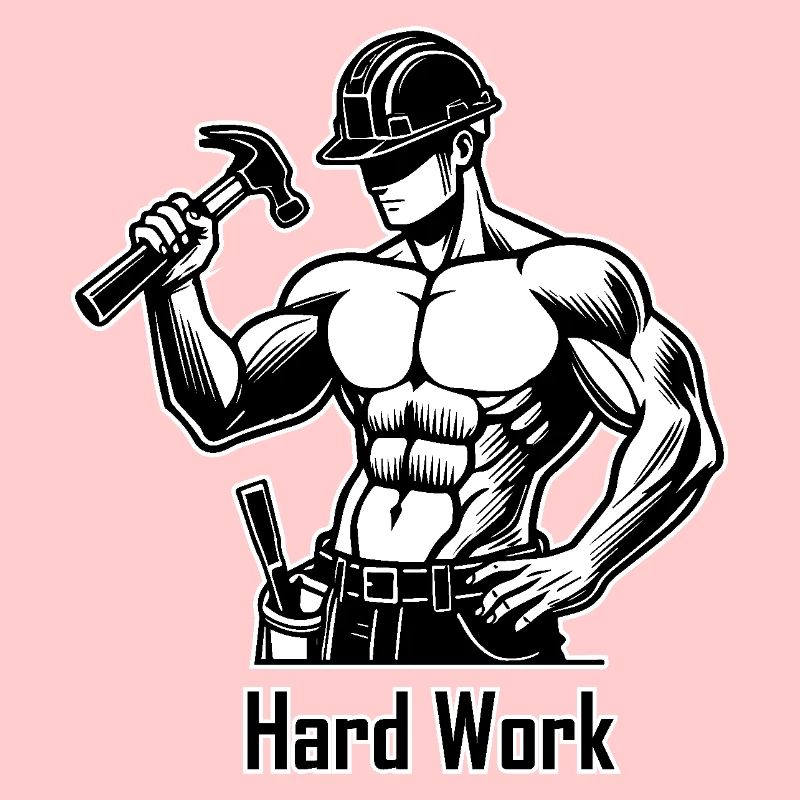 Topless construction worker - Hard Work Design