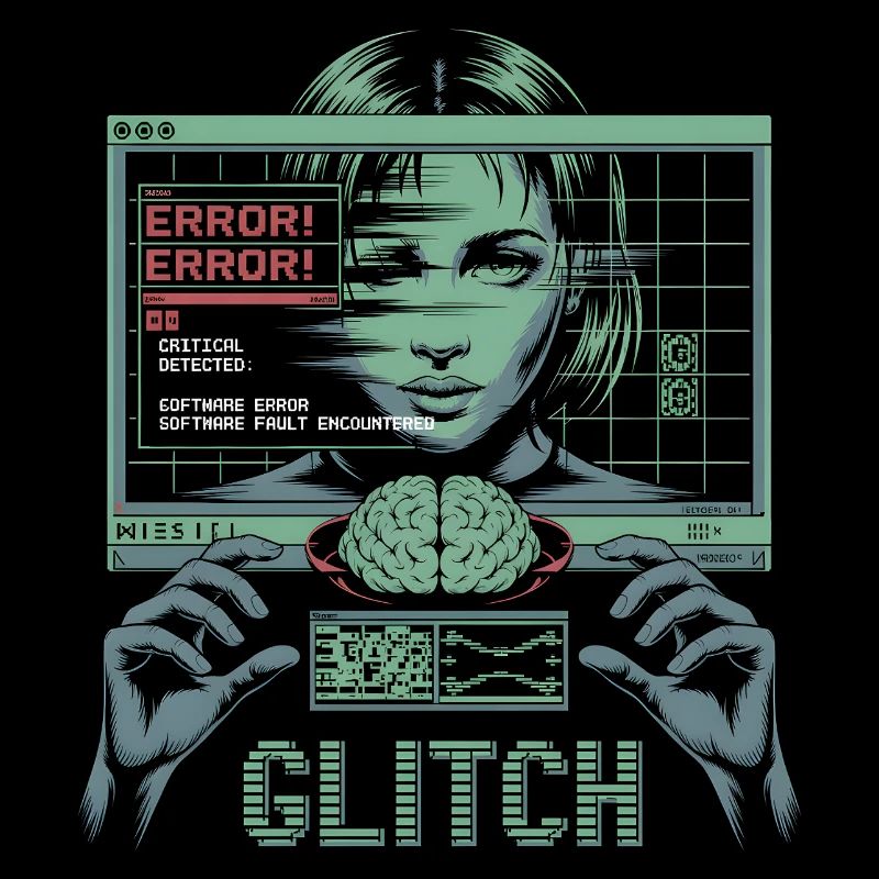 Error Glitch - T-shirt graphique futuriste