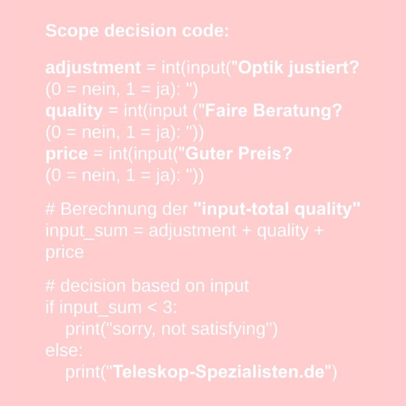 Astronomy Scope Decision Code Telescope